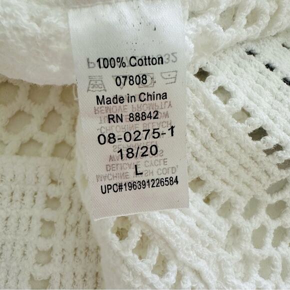 Roamans Top Sweater White French Crochet Short Sleeve Cotton Top Plus 18/20 NEW - Picture 11 of 13